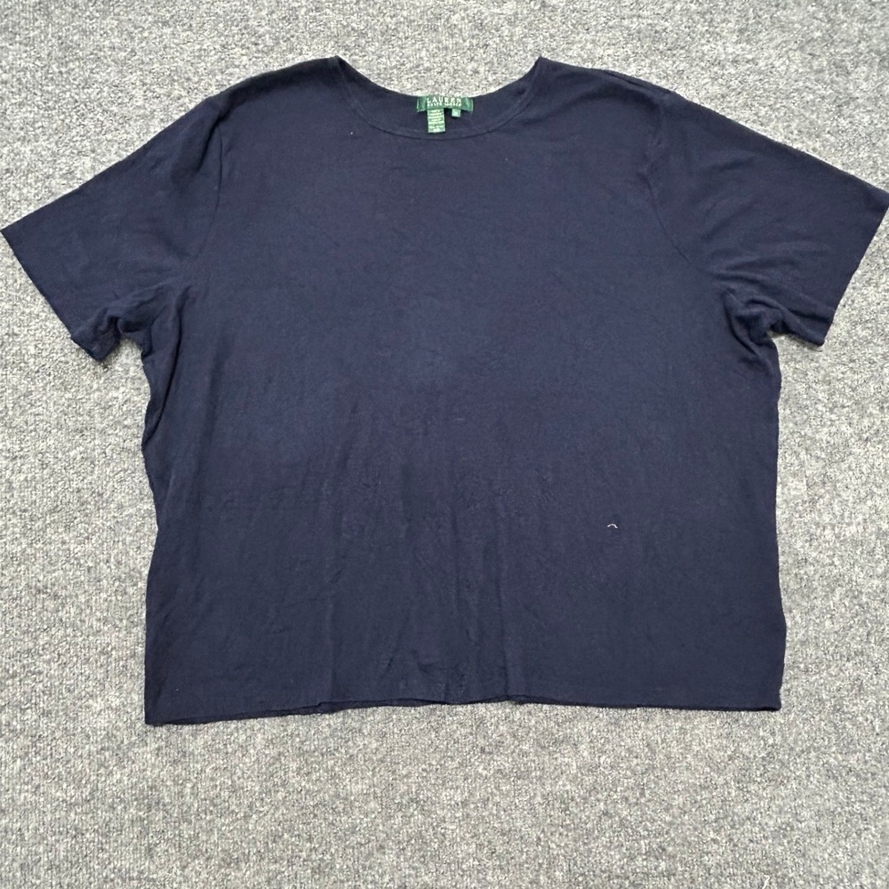 Lauren Ralph Lauren T-Shirt Womens Size 3X Navy Blue USA Cotton Short Sleeve Tee